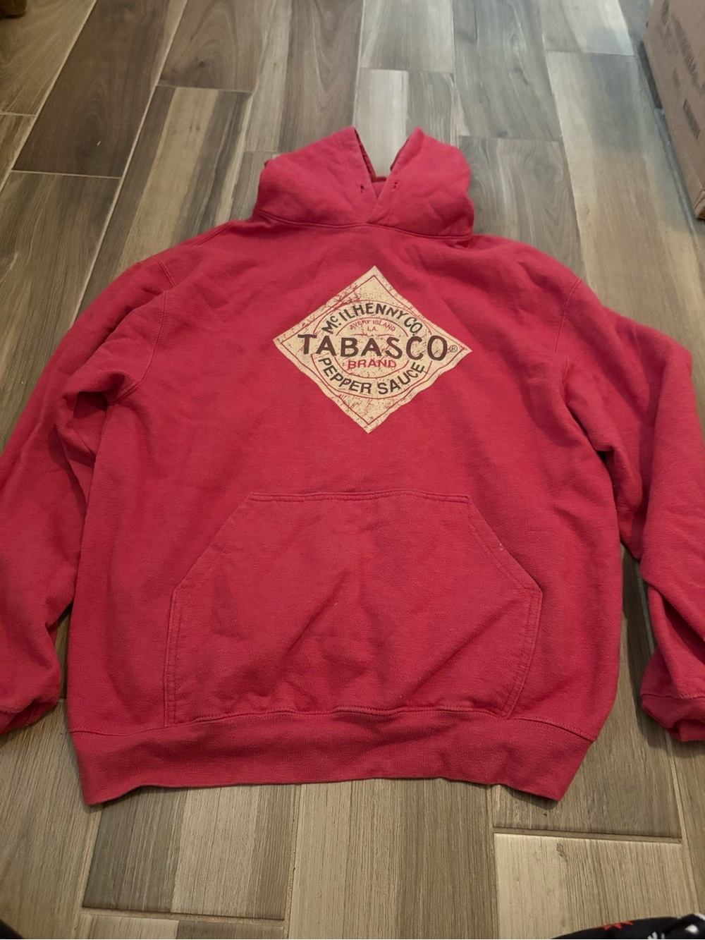 Tabasco Red Pullover Hoodie with Logo Patch
